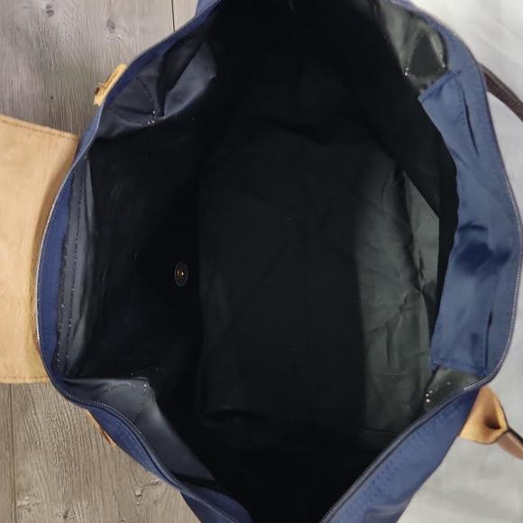 Longchamp Le Pliage Navy Blue Nylon Leather Tote Shoulder Bag - Picture 6 of 7